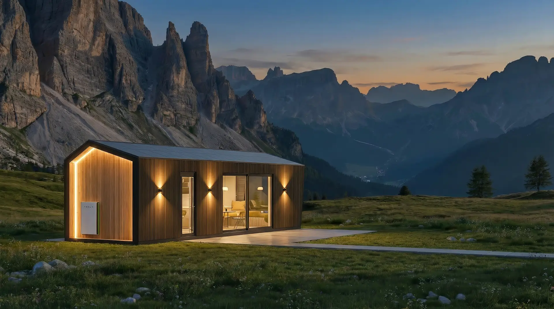 Alpina illuminated micro-chalet for year-round mountain stays