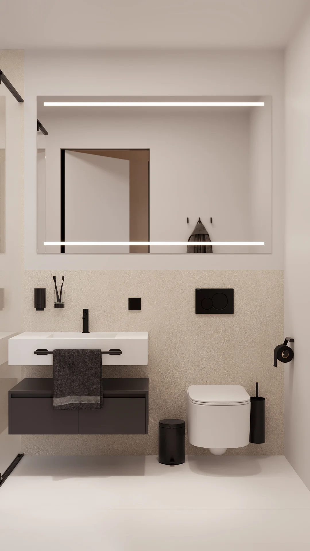 Alpina minimalist bathroom with floating sink and wall-hung toilet