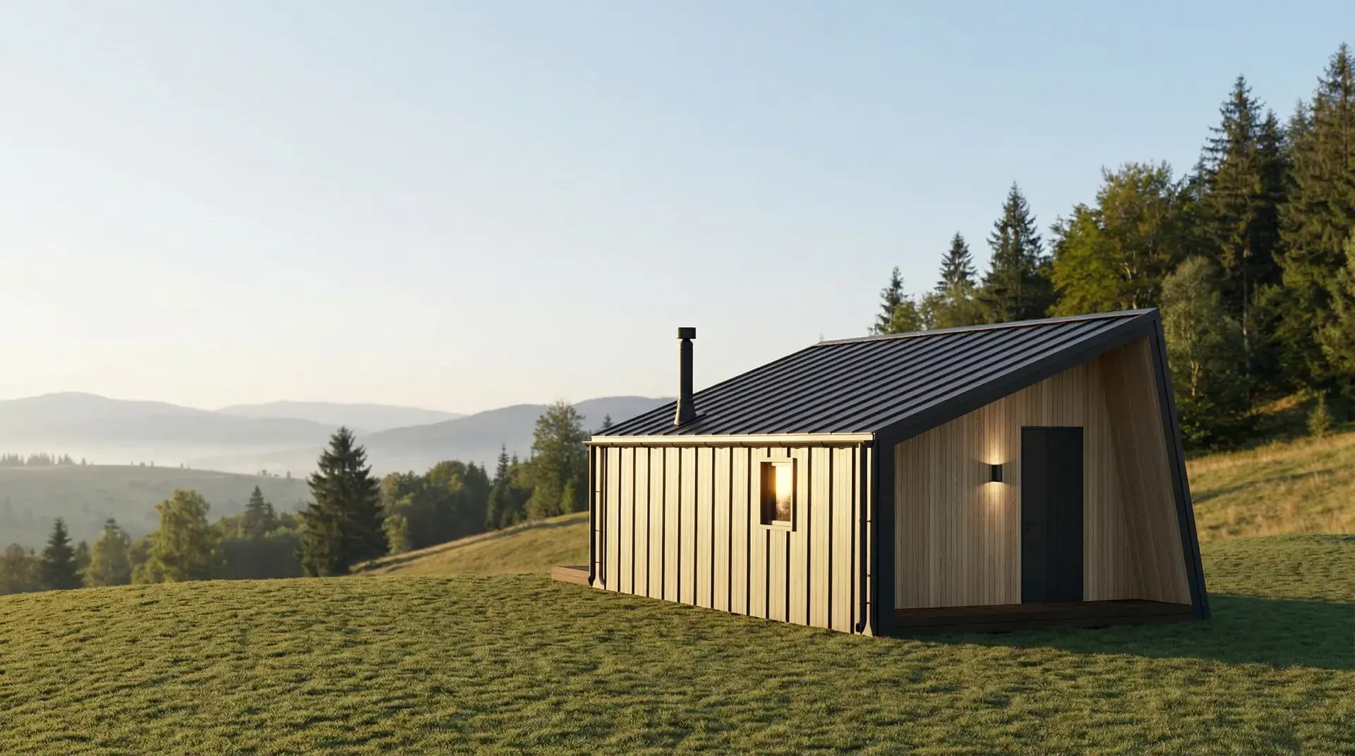 Delta modular home among trees with panoramic terrace