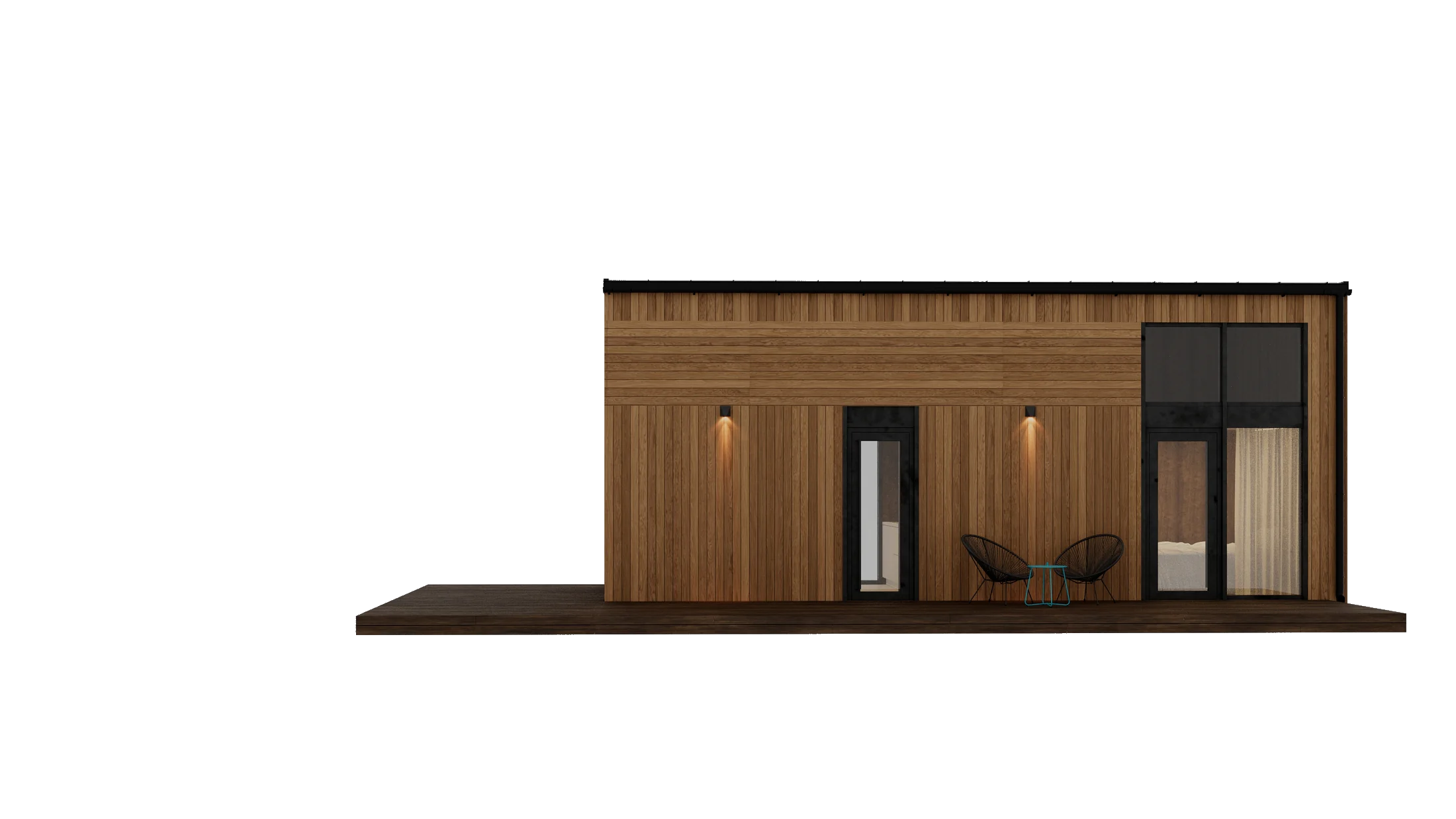 GEO modular home studio side facade view with terrace GEO modular home studio side facade view with terrace