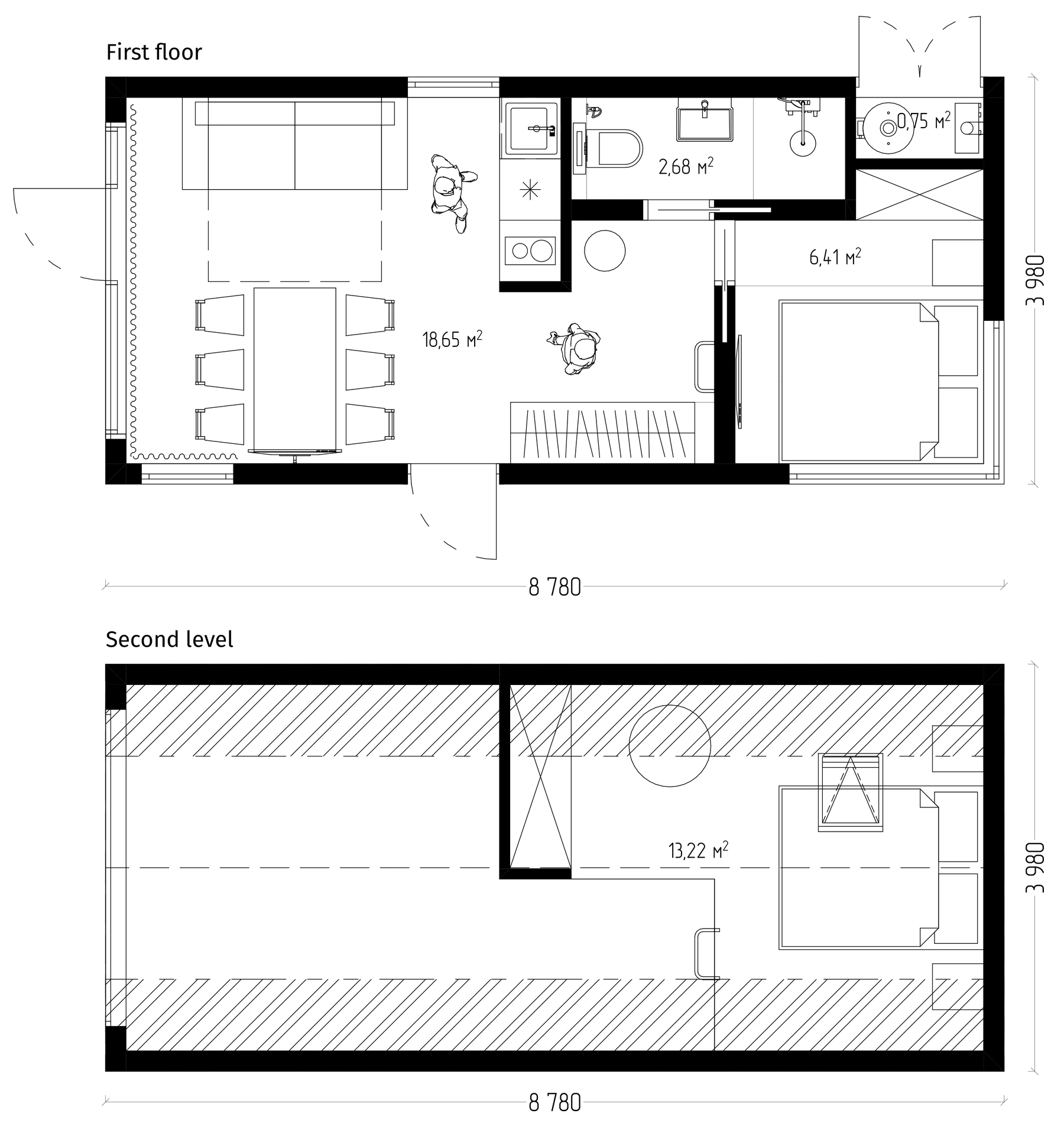 Siena floor plan with kitchen bathroom mezzanine storage and living zone