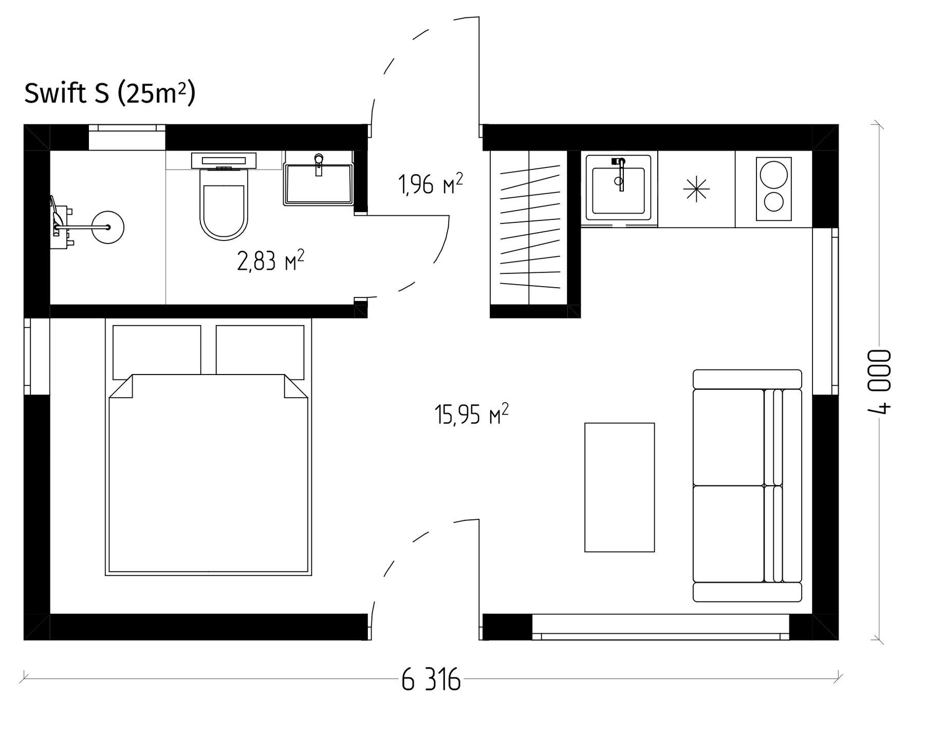 Swift S floor plan compact studio layout