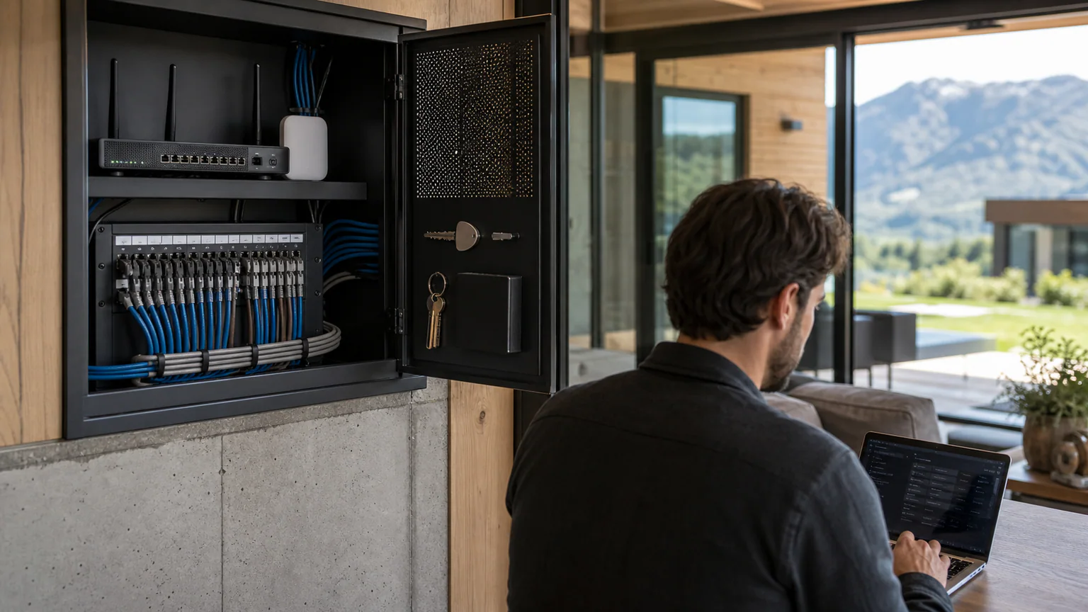 Smart Home Cybersecurity Modular Home: Security Checklist — QHOME technology guide Smart Home Cybersecurity Modular Home: Security Checklist — editorial planning scene