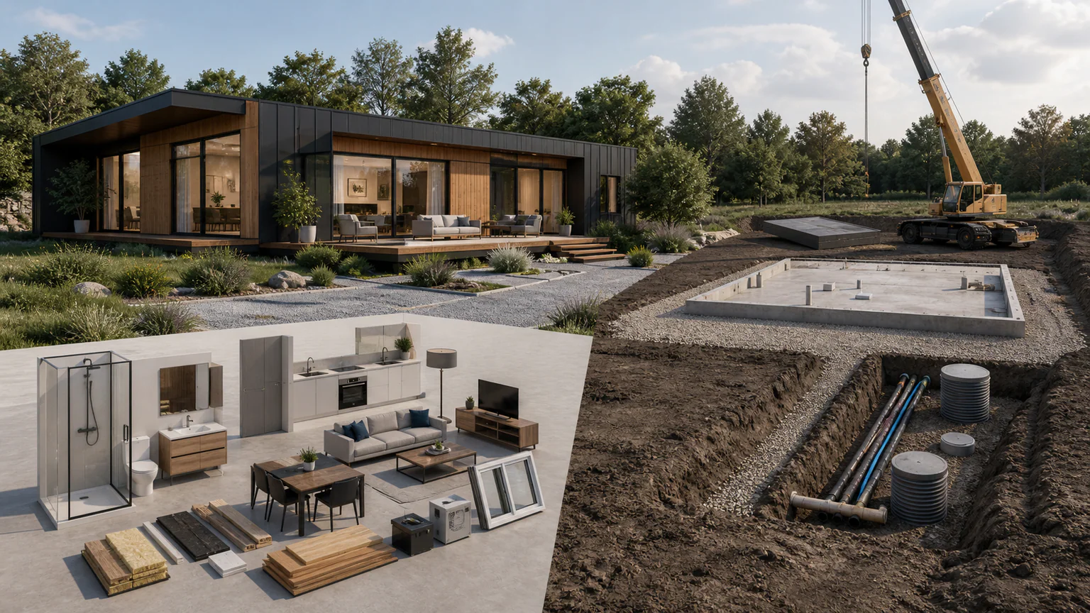 Turnkey Modular Home: What Is Included and Excluded — QHOME technology guide Turnkey Modular Home: What Is Included and Excluded — editorial planning scene