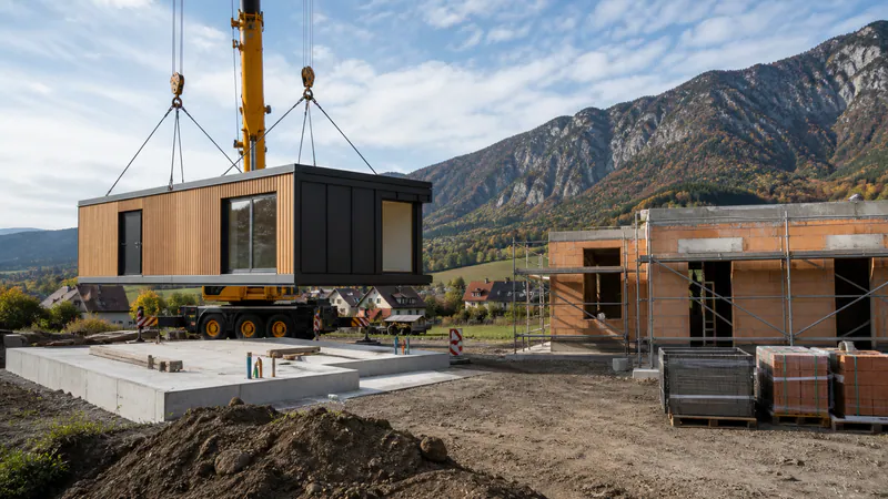 Modular Home vs Traditional Construction: Speed, Cost and Risk Comparison — QHOME technology guide Modular Home vs Traditional Construction: Speed, Cost and Risk Comparison — editorial planning scene