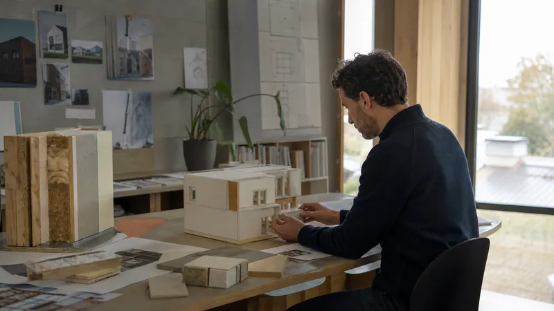EPBD Modular Homes: EU Energy Directive — QHOME technology guide EPBD Modular Homes: EU Energy Directive — editorial planning scene
