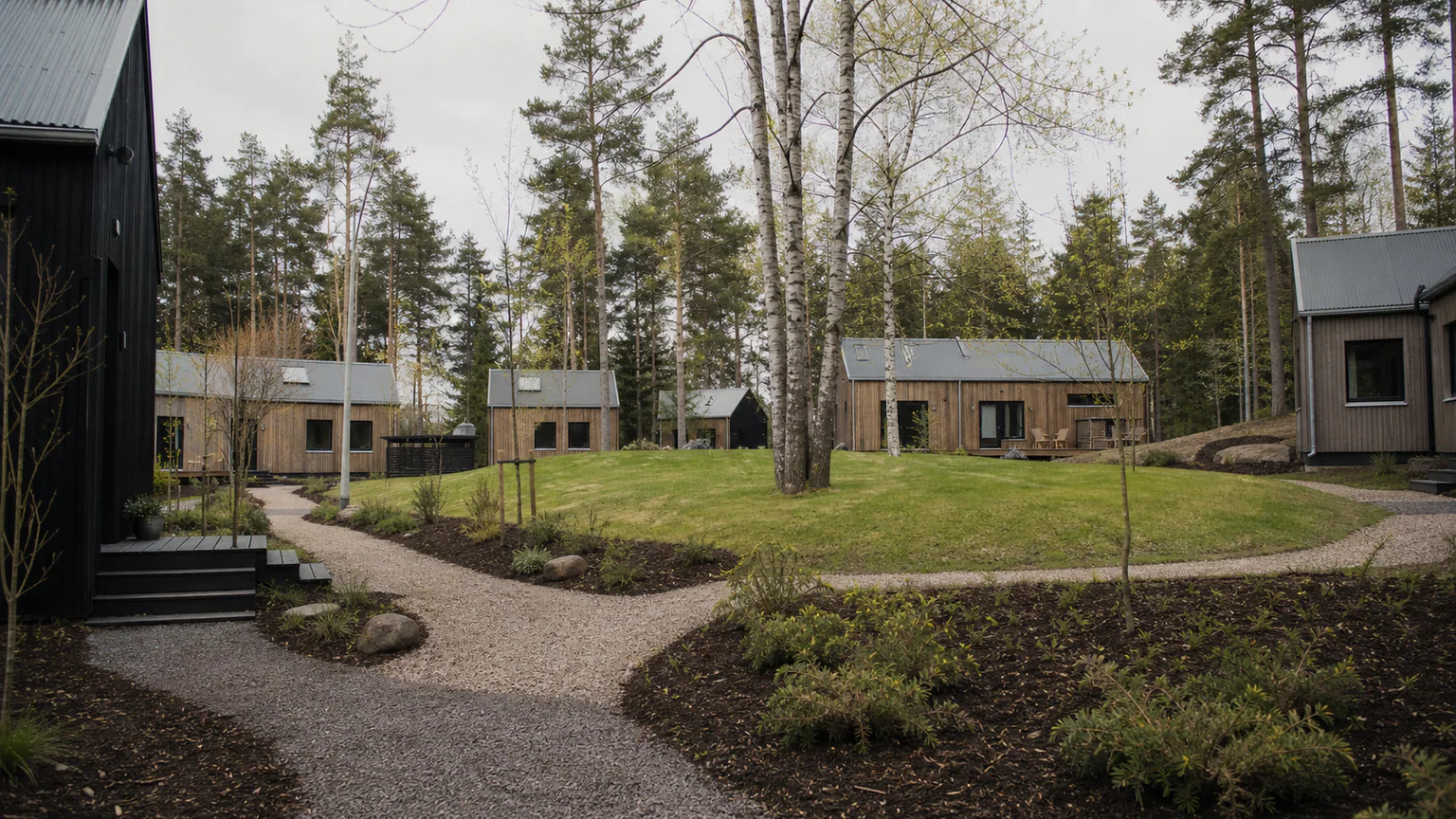 Cottage Village Modular Homes: Multi-Unit Project — QHOME technology guide Cottage Village Modular Homes: Multi-Unit Project — editorial planning scene