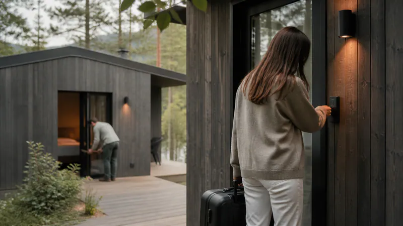 Self Check-in Glamping: Remote Operation — QHOME technology guide Self Check-in Glamping: Remote Operation — editorial planning scene