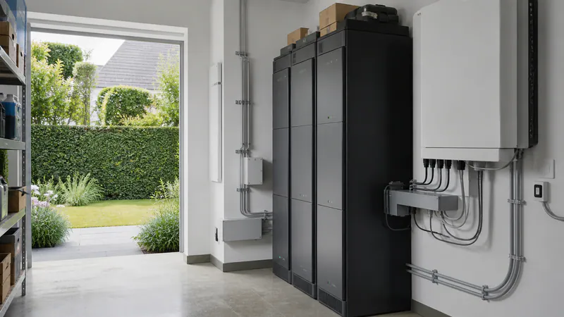 Battery Storage Modular Home: Backup and Capacity — QHOME technology guide Battery Storage Modular Home: Backup and Capacity — editorial planning scene