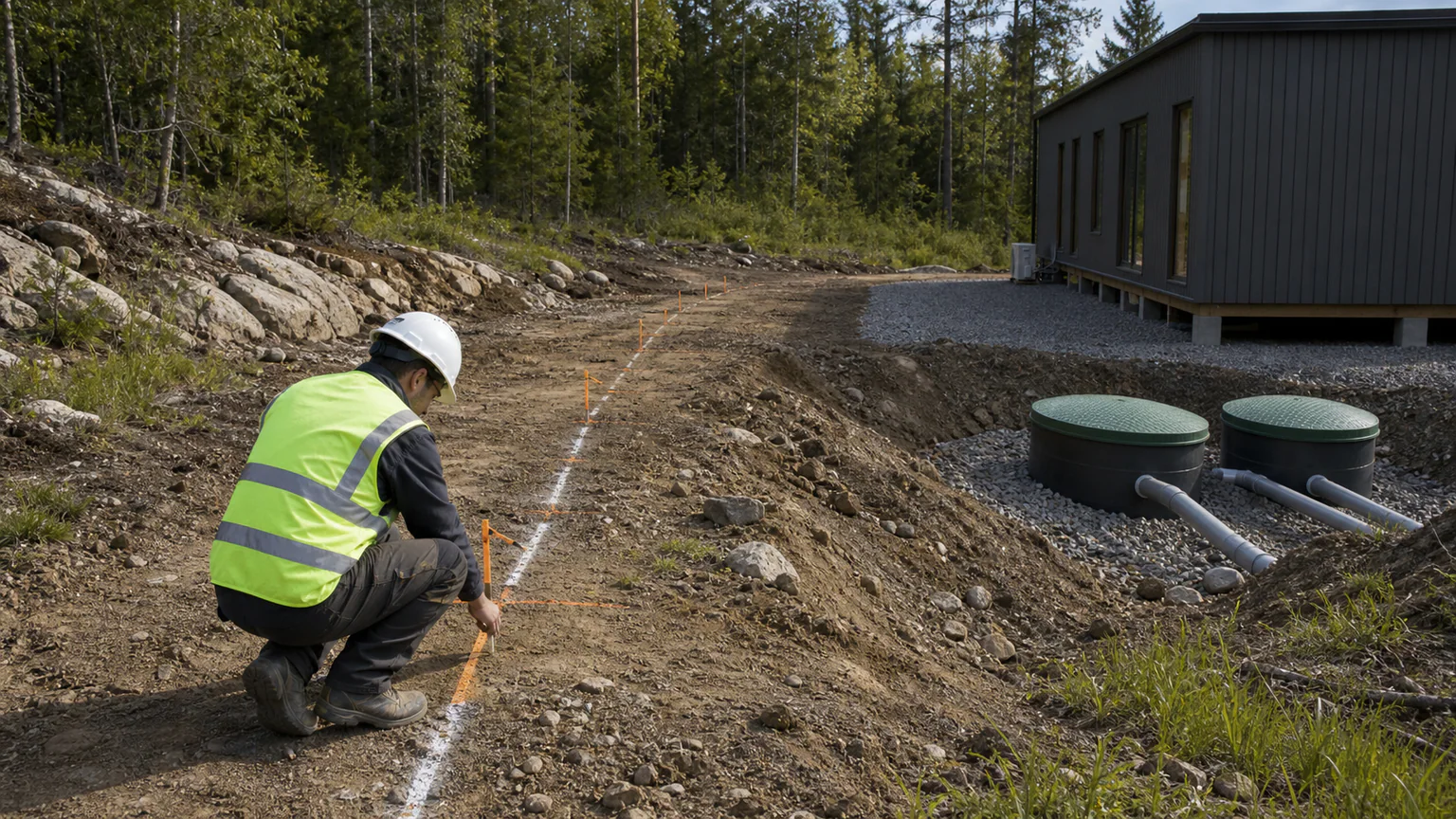 Septic System Modular Home: Wastewater Options — QHOME technology guide Septic System Modular Home: Wastewater Options — editorial planning scene