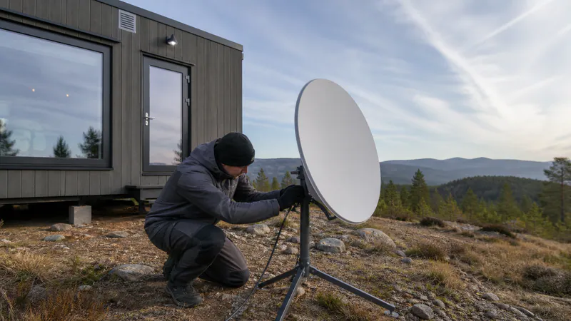 Starlink Modular Home: Remote Internet — QHOME technology guide Starlink Modular Home: Remote Internet — editorial planning scene
