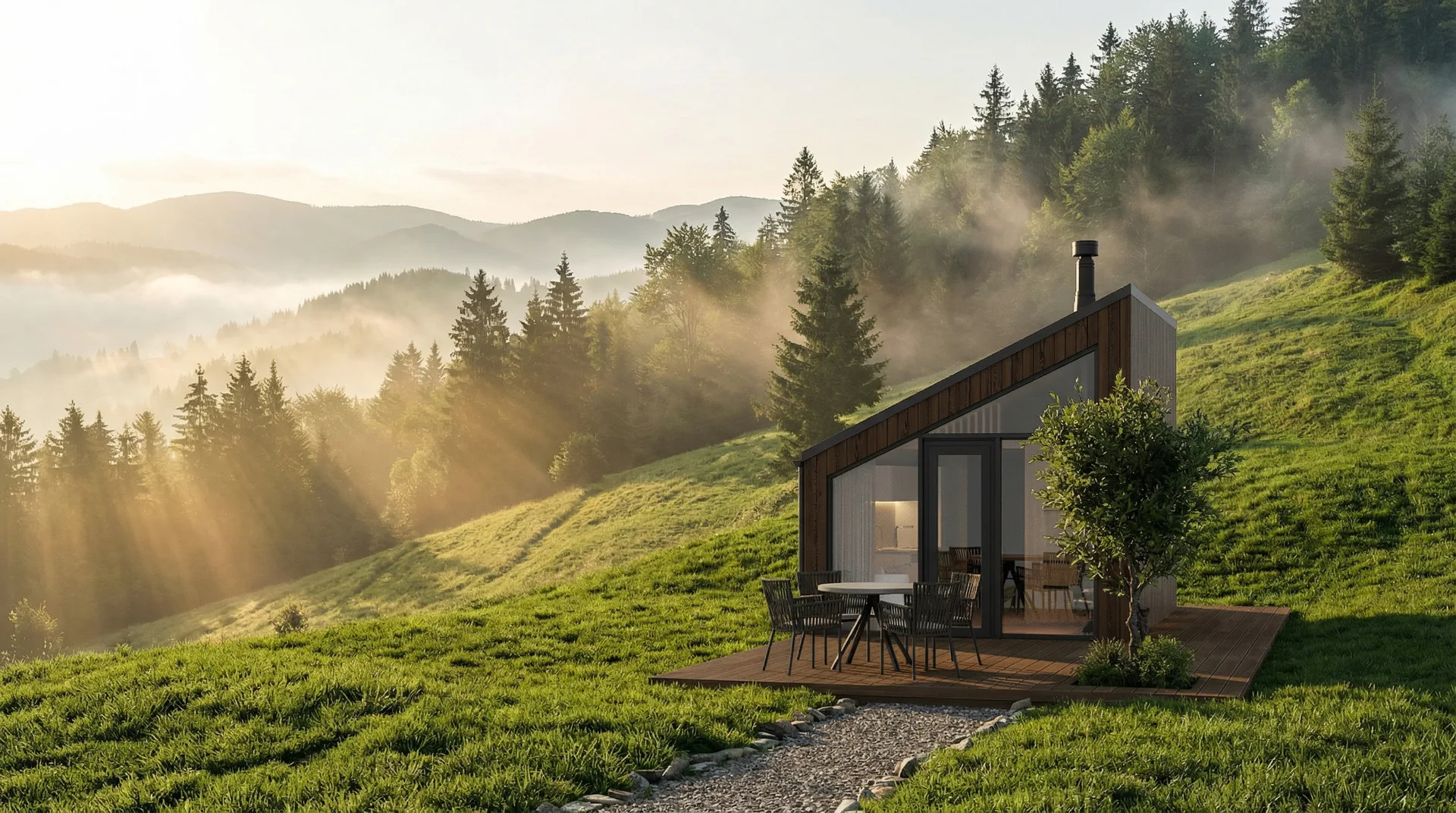 Atak modular home - private hillside retreat QHome Atak private hillside retreat with terrace access