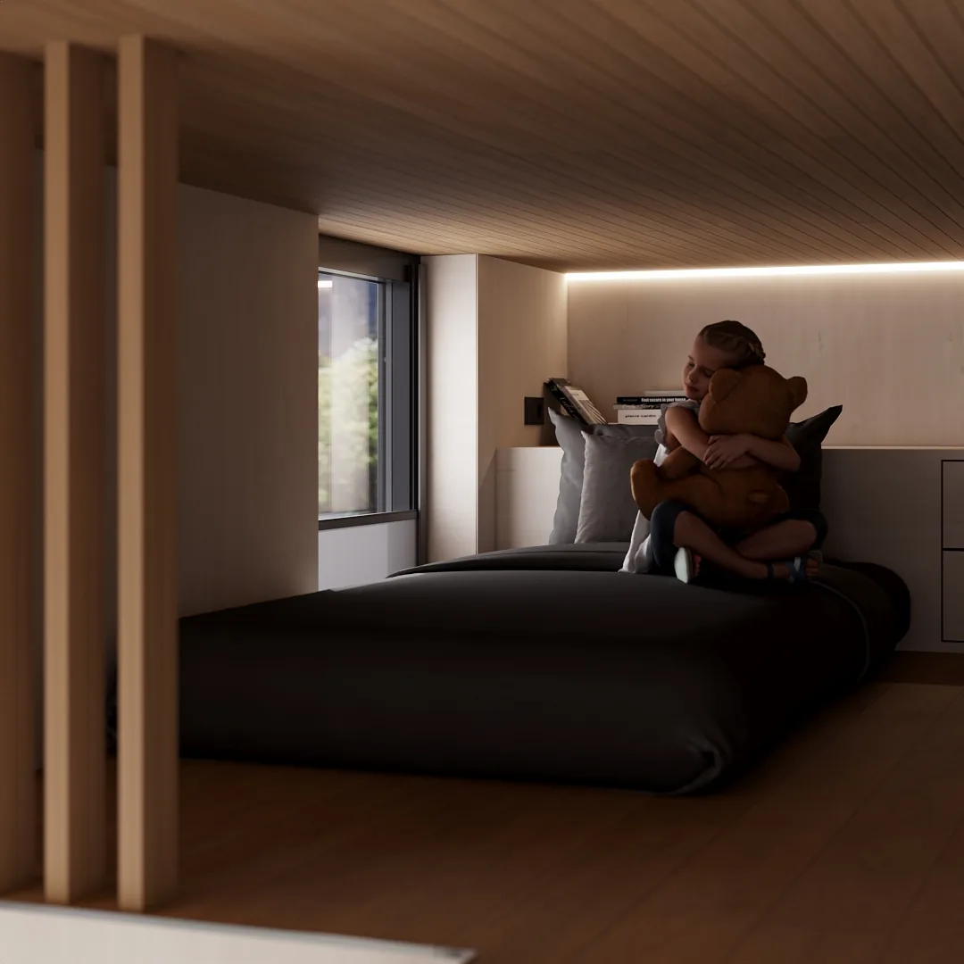 Magnum modular home — mezzanine sleeping area for family stays QHome Magnum modular home — mezzanine sleeping area for family stays