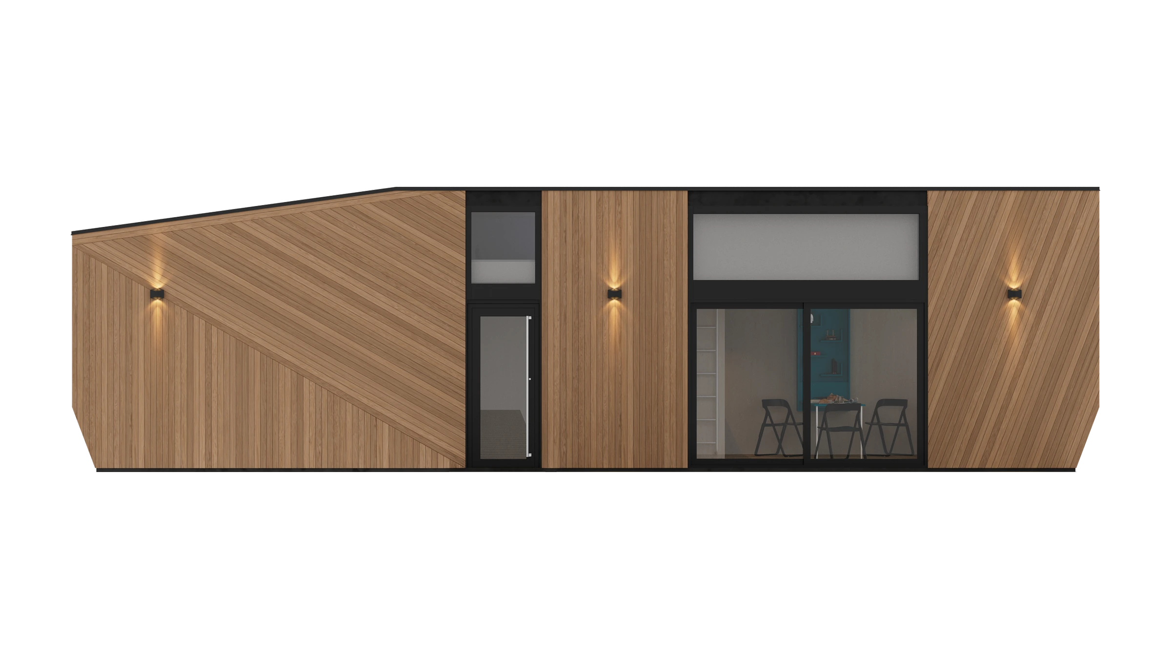 Magnum modular home — facade render in light finish QHome Magnum modular home — facade render in light finish