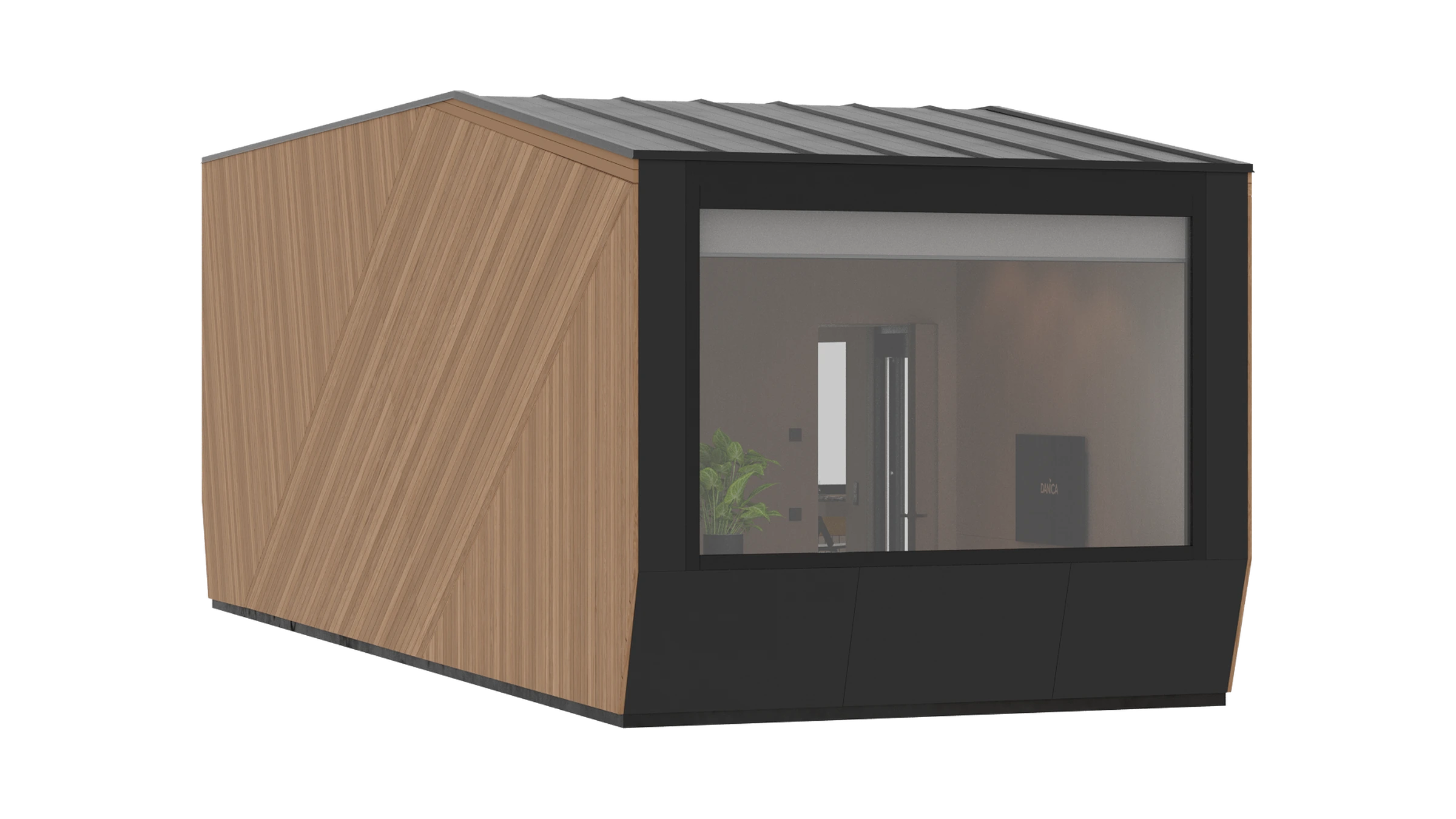 Magnum modular home — facade render in dark finish QHome Magnum modular home — facade render in dark finish